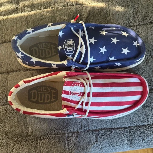 Hey Dude Wally Patriotic American Flag Men’s Size 12 Lightweight Summer Shoes - Picture 6 of 8